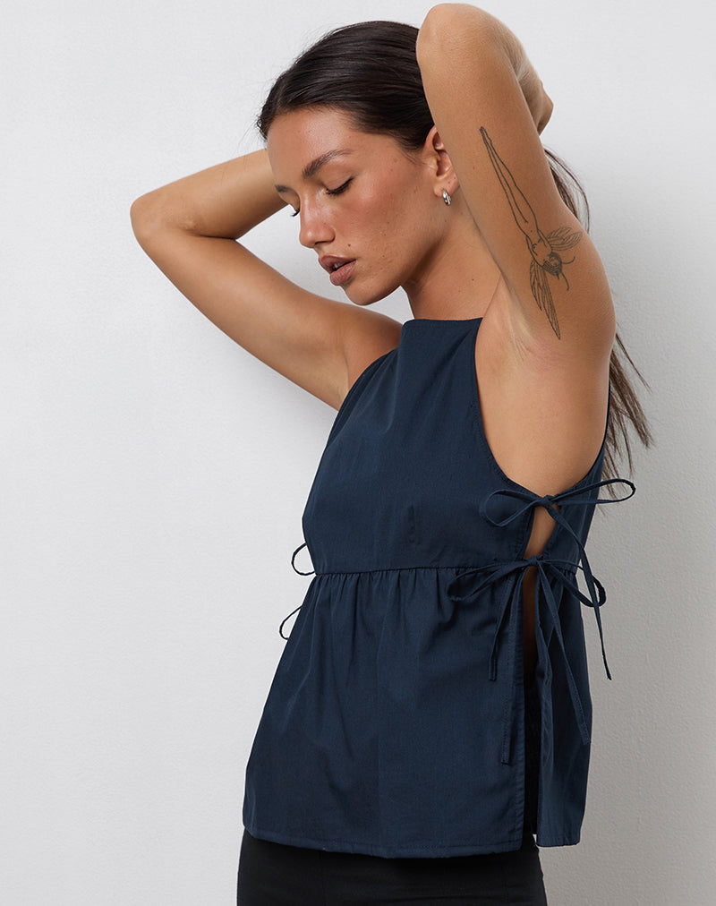Image de Palsi Tie Side Vest Top in Navy