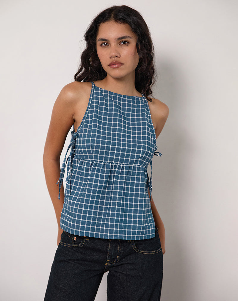 Image de Palsi Tie Side Top in Navy Tartan
