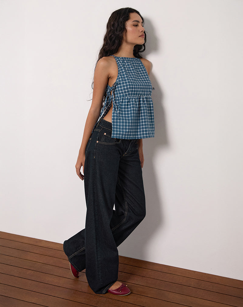 Image de Palsi Tie Side Top in Navy Tartan