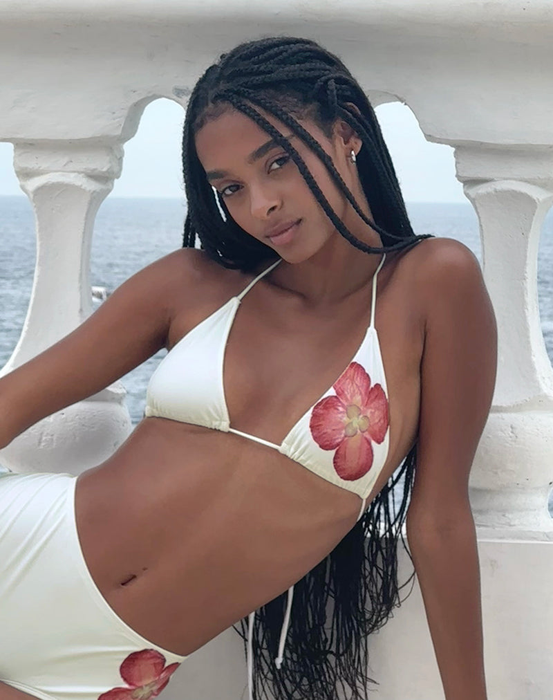 Image de Pami Bikini Top in Ivory with Pink Orchid