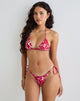 Image de Lentra Bas de bikini en rouge zébré avec perles