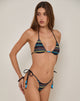 Image de Lentra Bas de bikini avec perles en rayures foncées noir et bleu