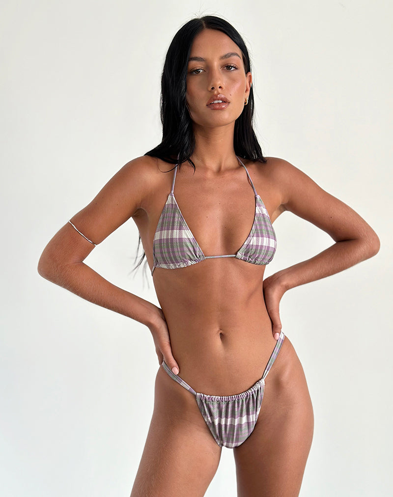 Image de la culotte de bikini Nakeela en écossais violet