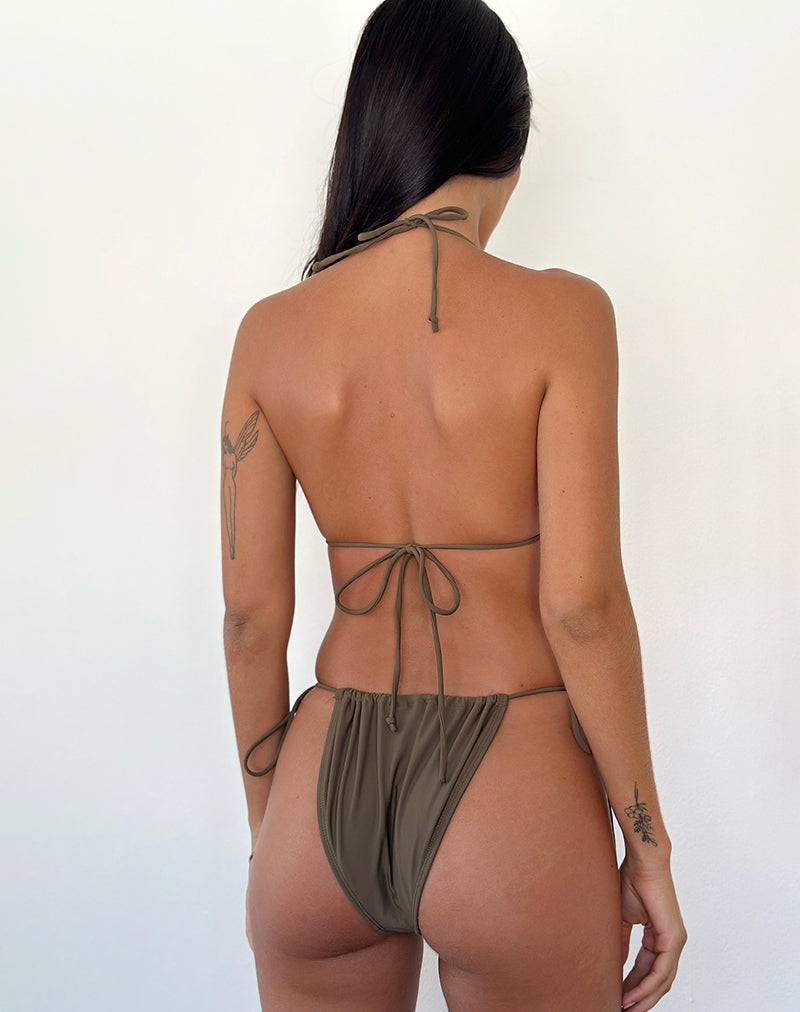 Image de Leyna Bas de bikini en olive avec perles
