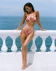 Image of Leyna Bikini Bottom in Zig Zag Lily Burgundy with Beads