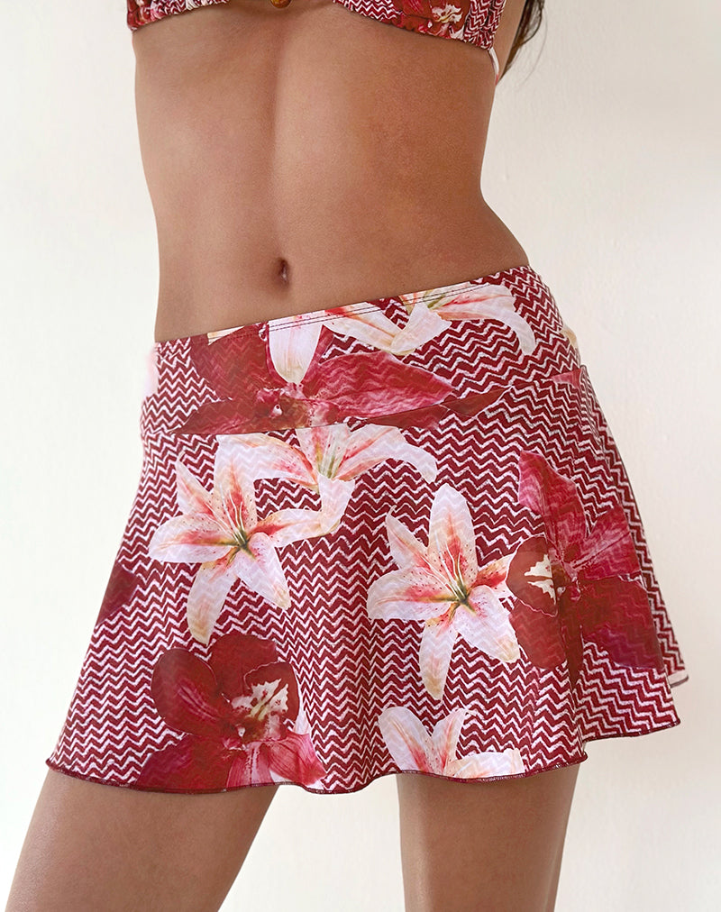 Mini jupe de bain Orla, Zig Zag Lily Burgundy