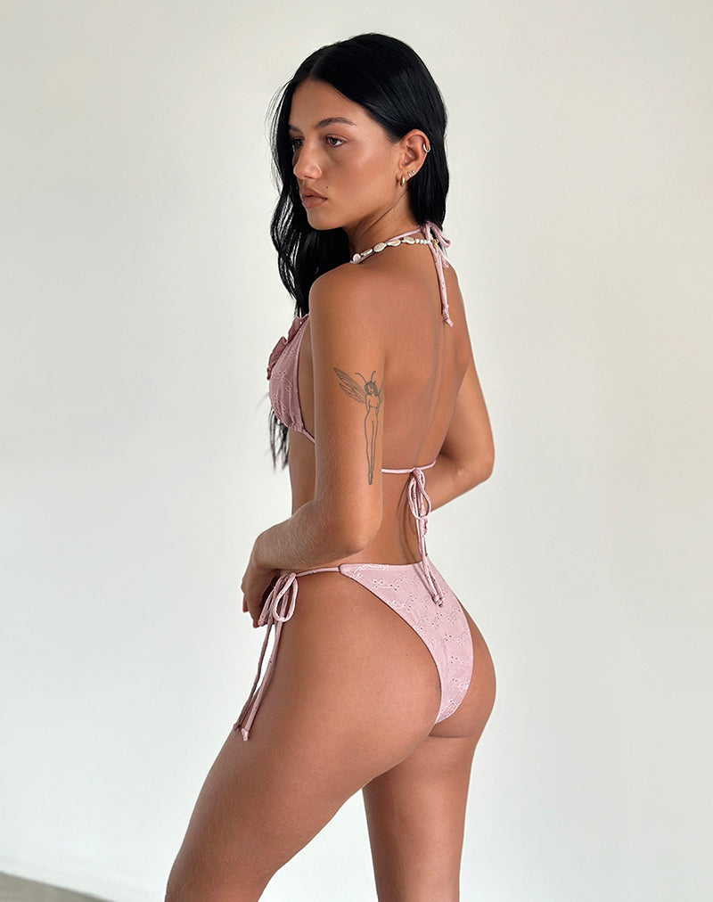 Image de Lentra Bas de bikini à volants en broderie Blush Pink