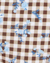 Gingham floral marron