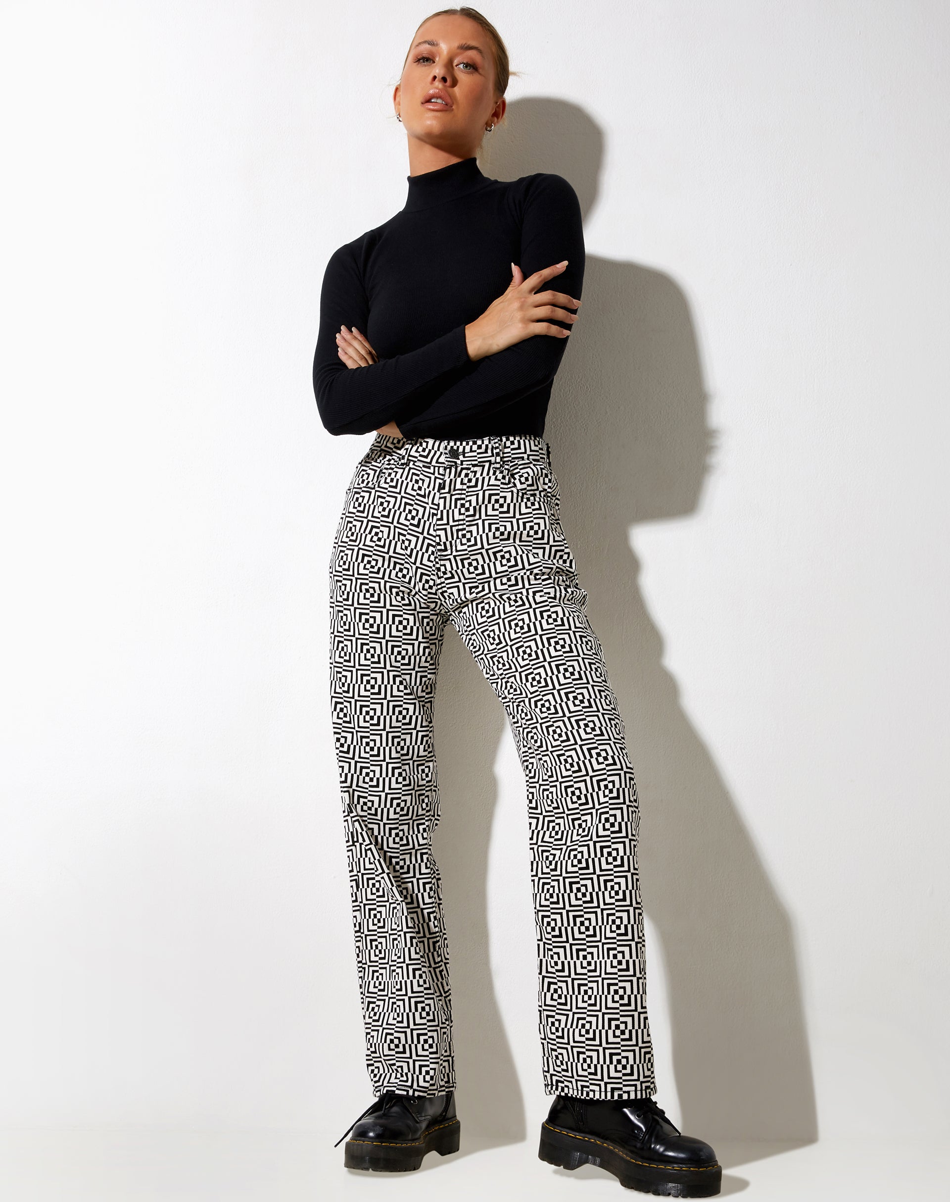 Image de Parallel Jeans en Optic Square Noir et Blanc