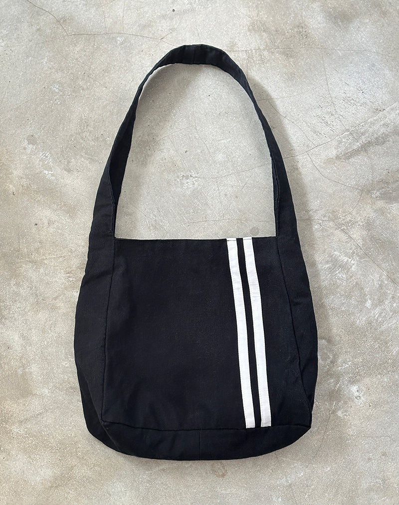 Image du sac en toile Pardi en noir et rayures blanches