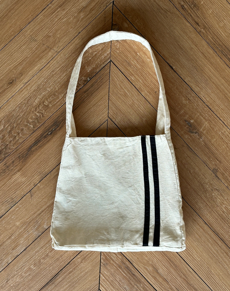 Image du sac en toile Pardi en écru avec rayures noires
