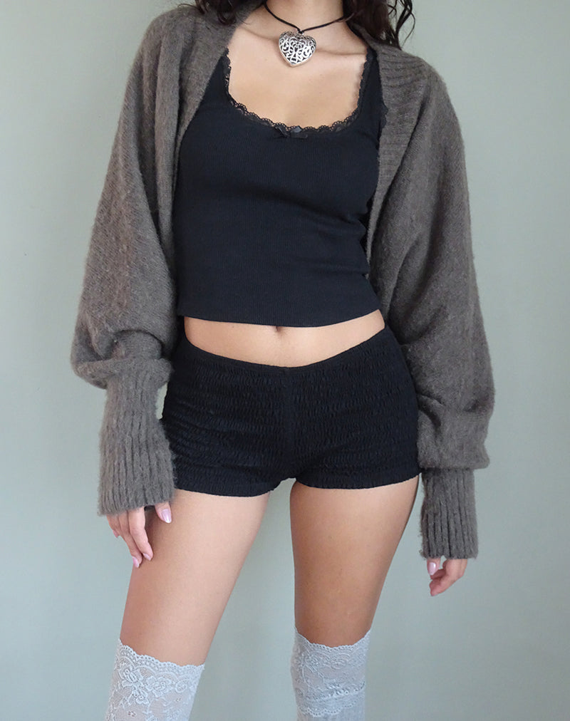 Image de Pasha Brushed Knit Shrug Cardigan in Brown