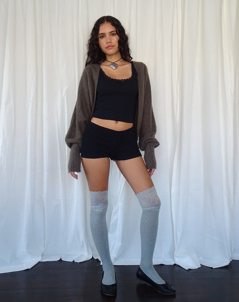 Image de Pasha Brushed Knit Shrug Cardigan in Brown
