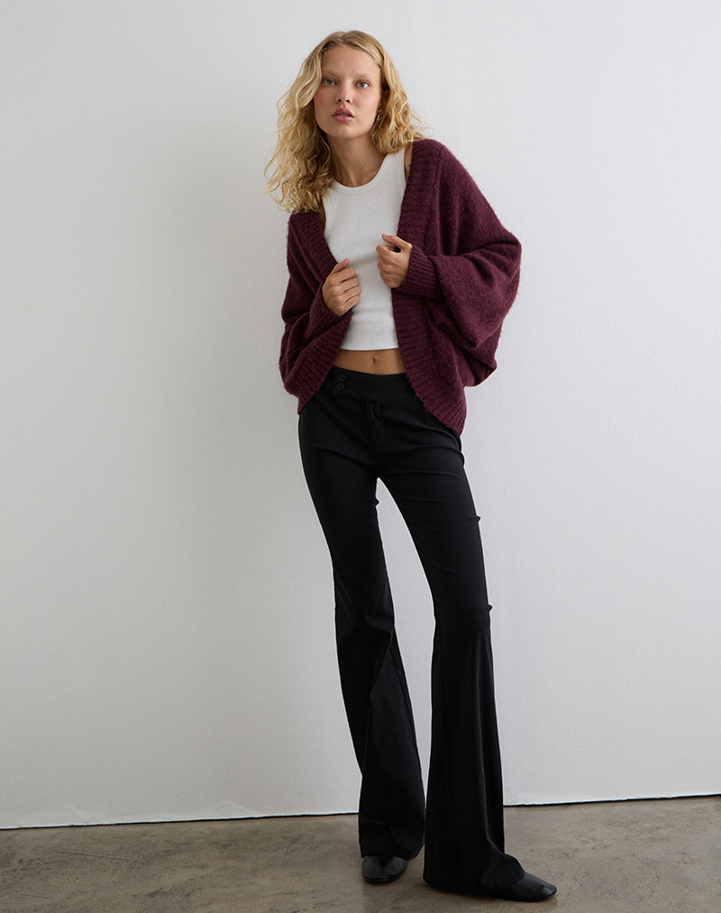 Image de Pasha Cardigan à épaules en cerisier foncé