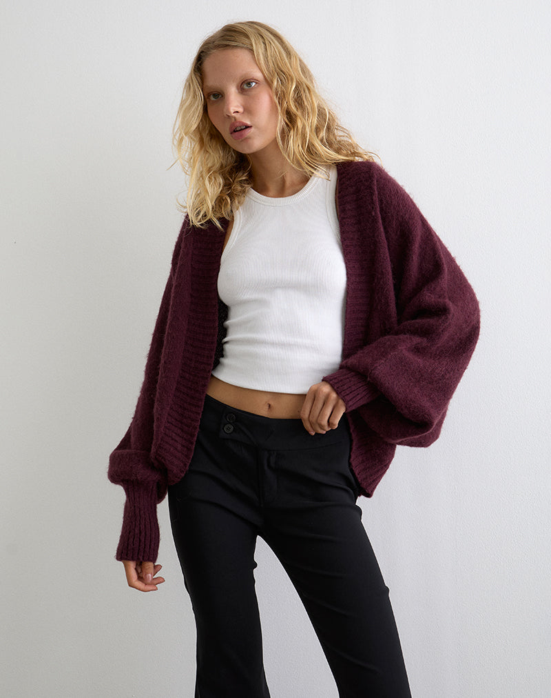 Cardigan à épaules Pasha en cerisier foncé