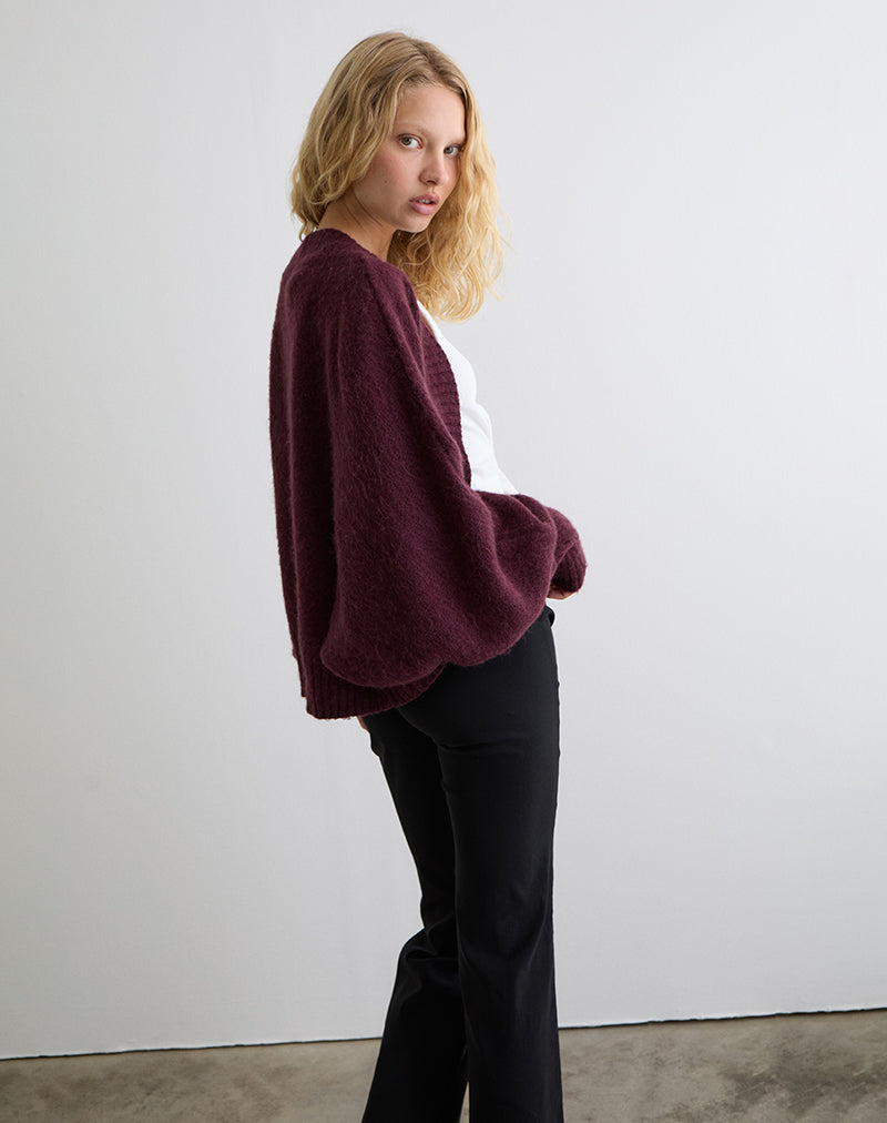 Image de Pasha Cardigan à épaules en cerisier foncé