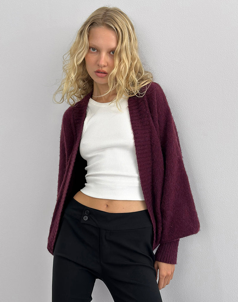 Image de Pasha Cardigan à épaules en cerisier foncé
