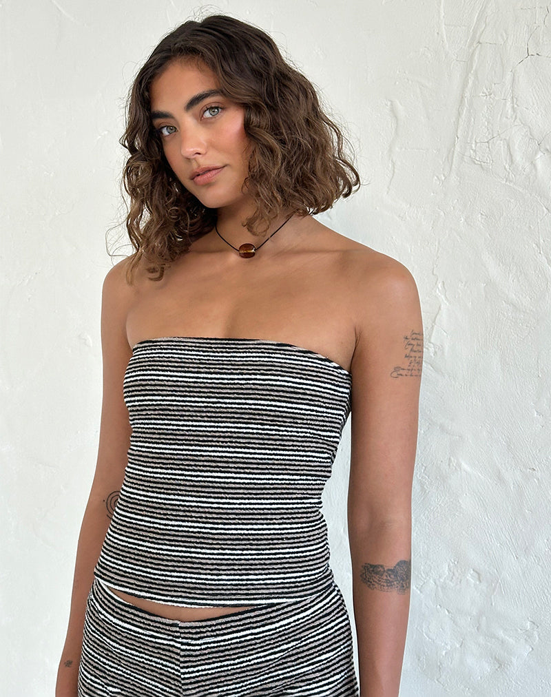 Top bandeau Peggy à rayures noires et marron