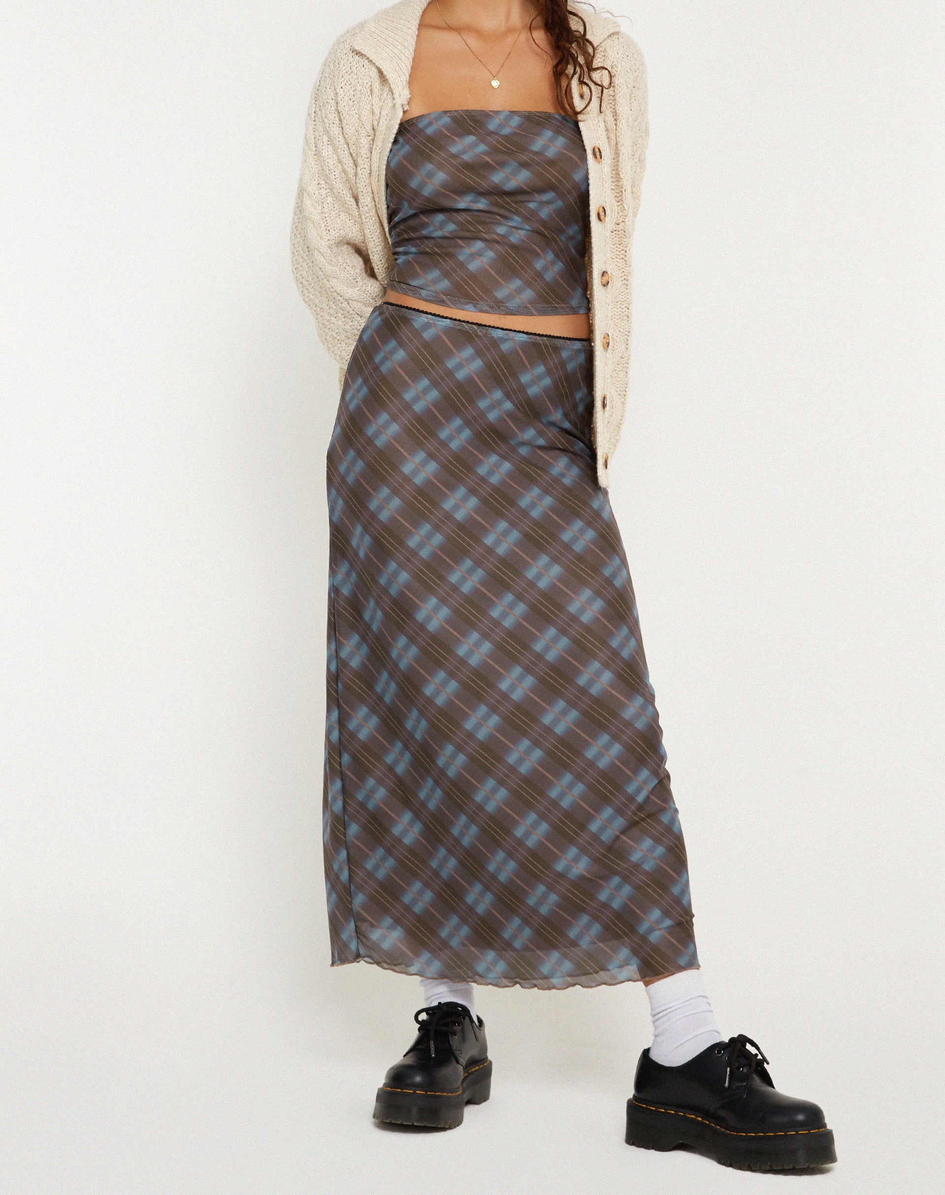 Image de LASSIE SKIRT GREEN BLURRED CHECK DARK OLIVE