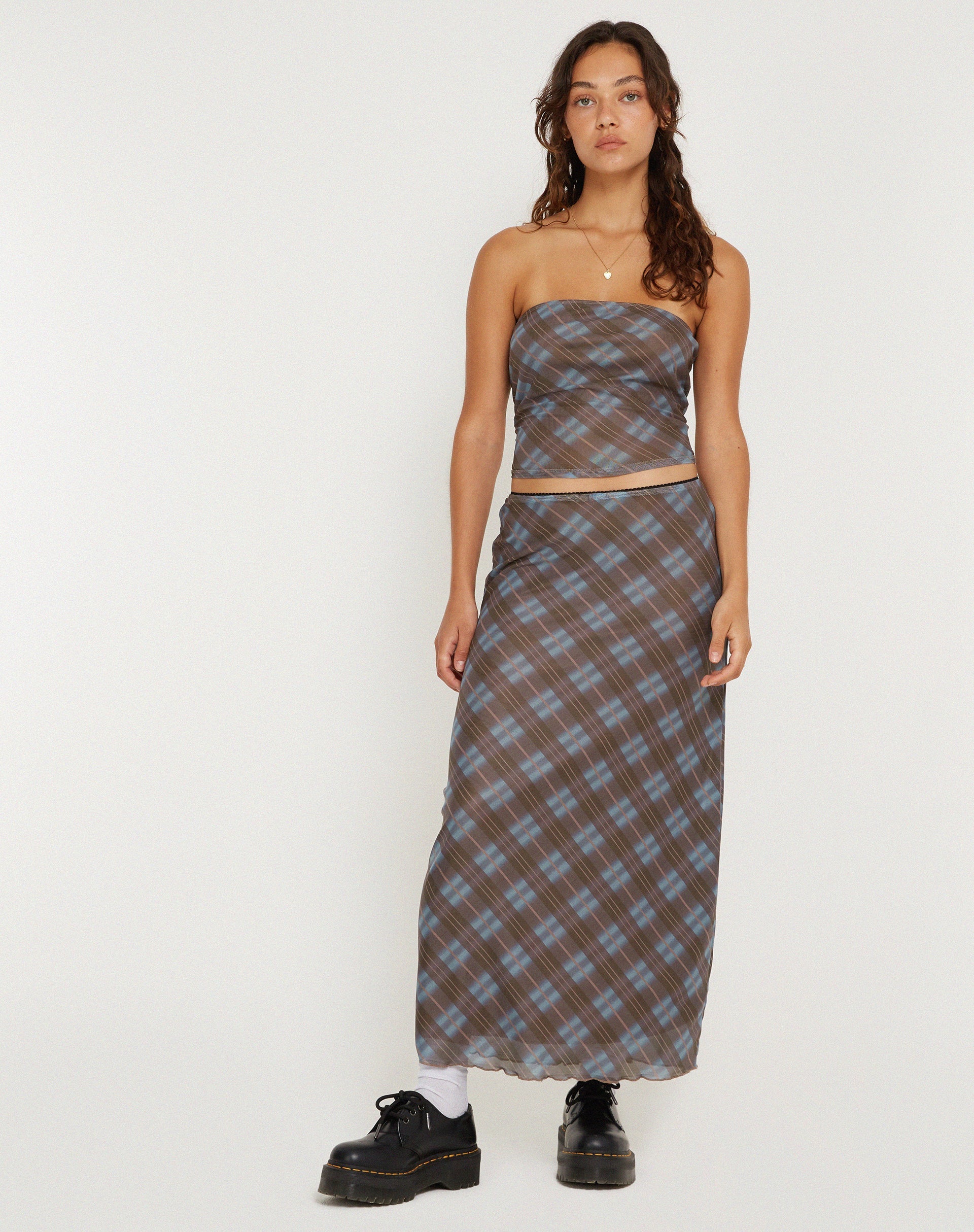 Image de LASSIE SKIRT GREEN BLURRED CHECK DARK OLIVE