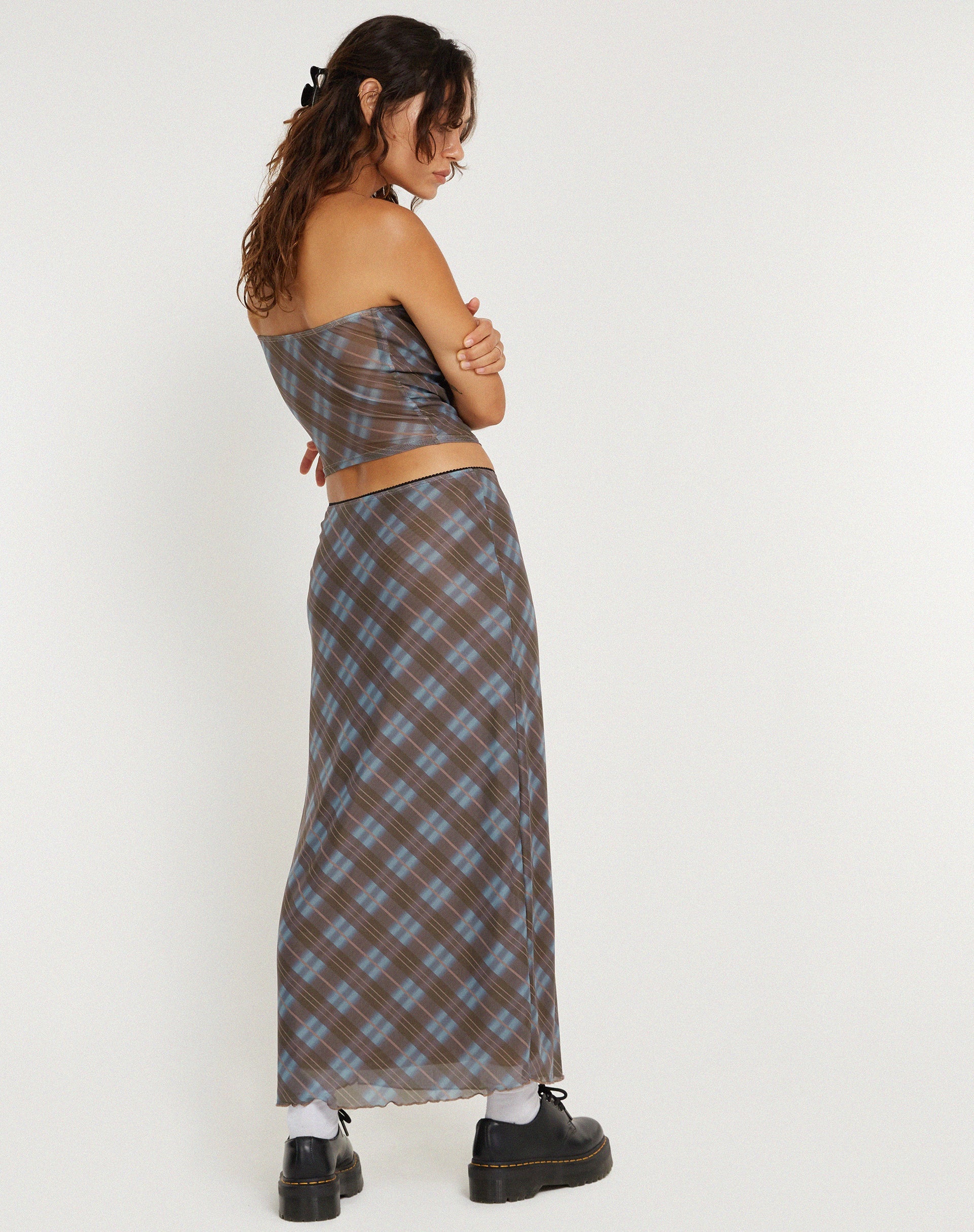Image de LASSIE SKIRT GREEN BLURRED CHECK DARK OLIVE