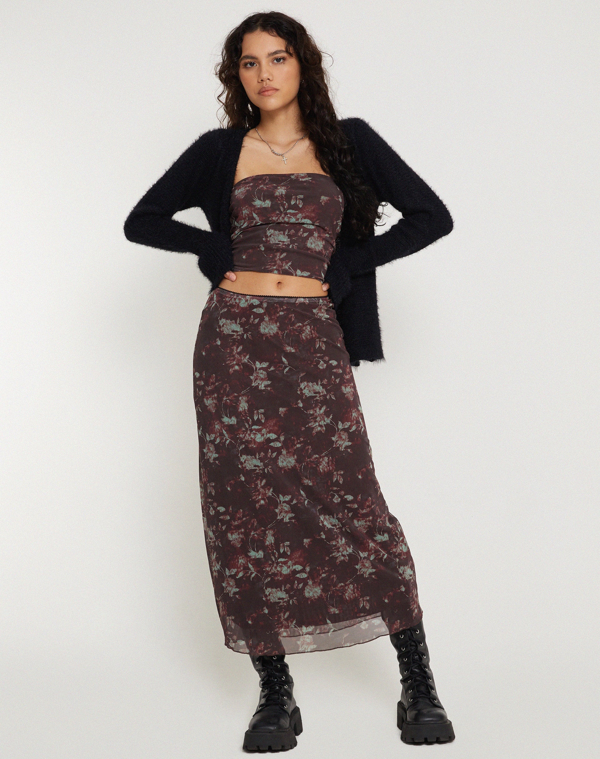 Image de Lassie Maxi Skirt in Botanical Floral Brown