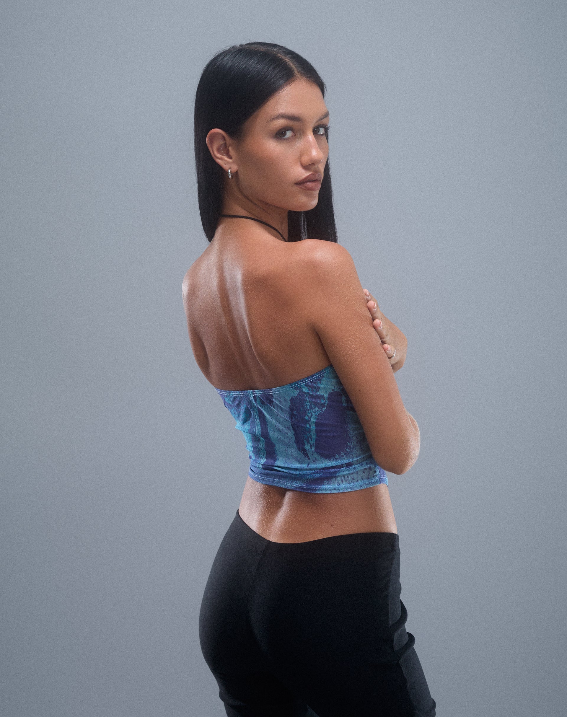 Image de Peggy Mesh Bandeau Top in Blue Starfish Photoprint