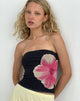 Image de Peggy Bandeau Top in Watercolour Floral Black and Pink