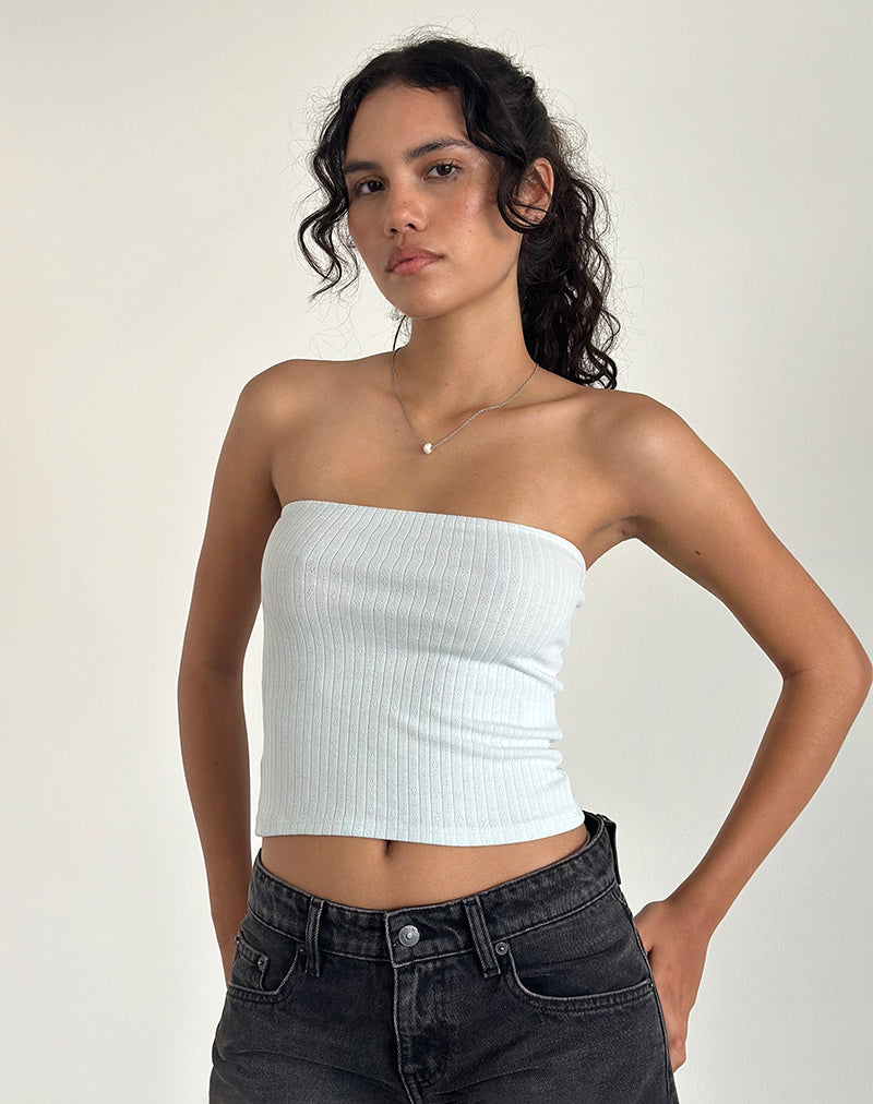 Image de Peggy Tube Top in Pointelle Soft Blue