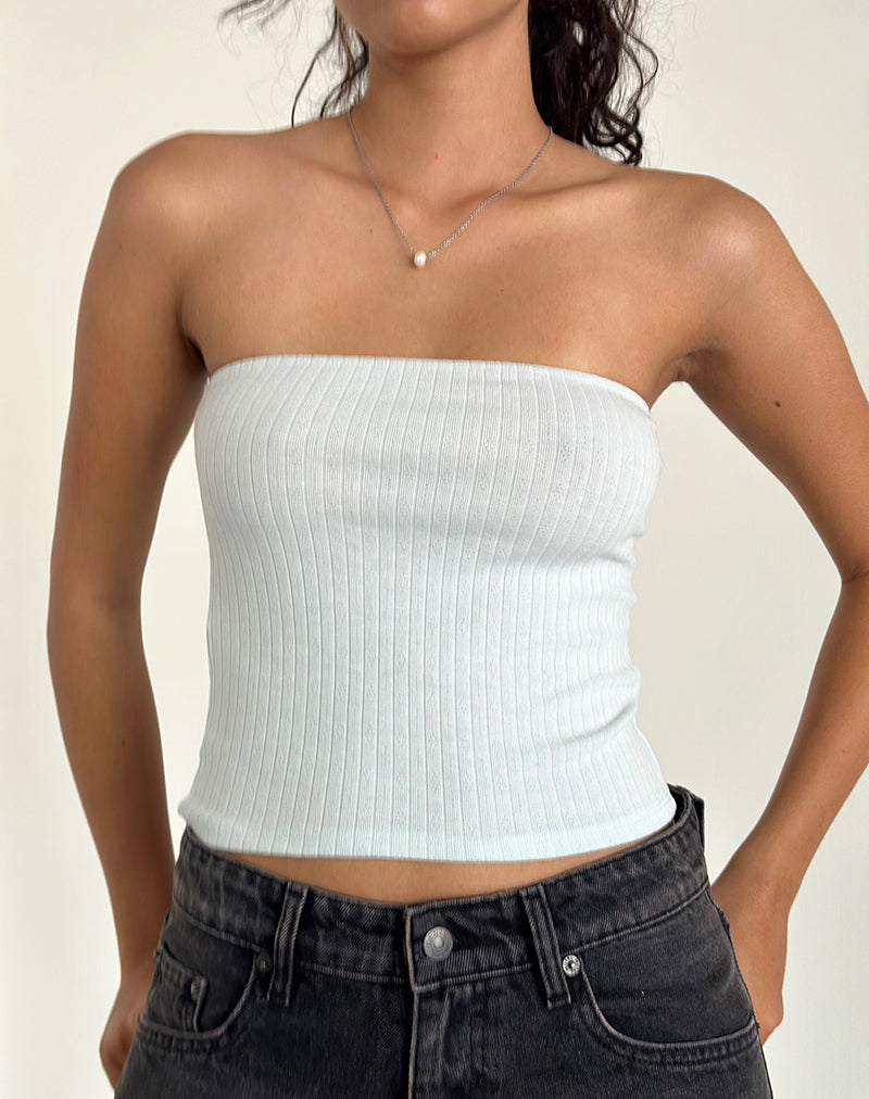 Image de Peggy Tube Top in Pointelle Soft Blue