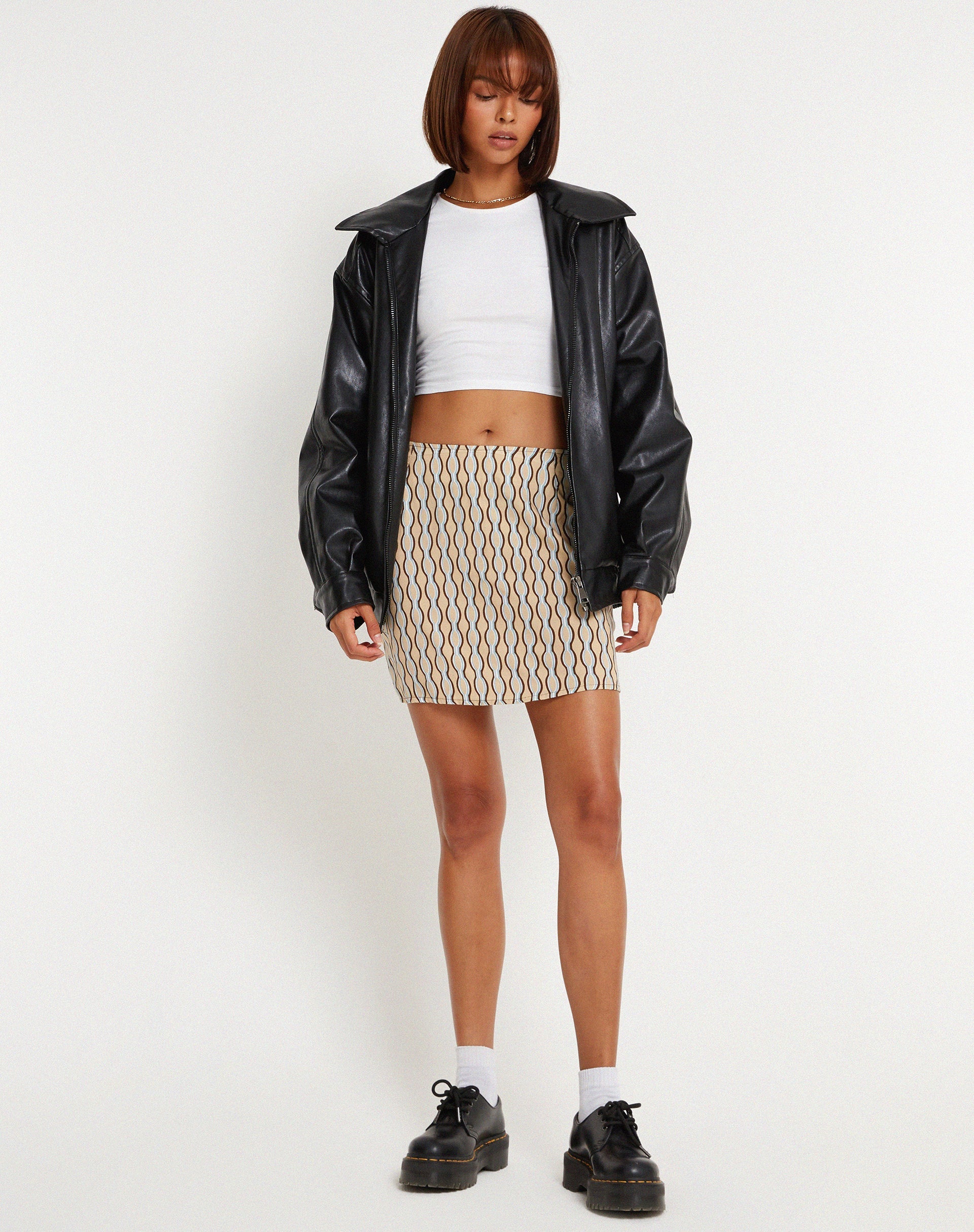 Image de Mini jupe Pelmo, Preppy Geo Brown