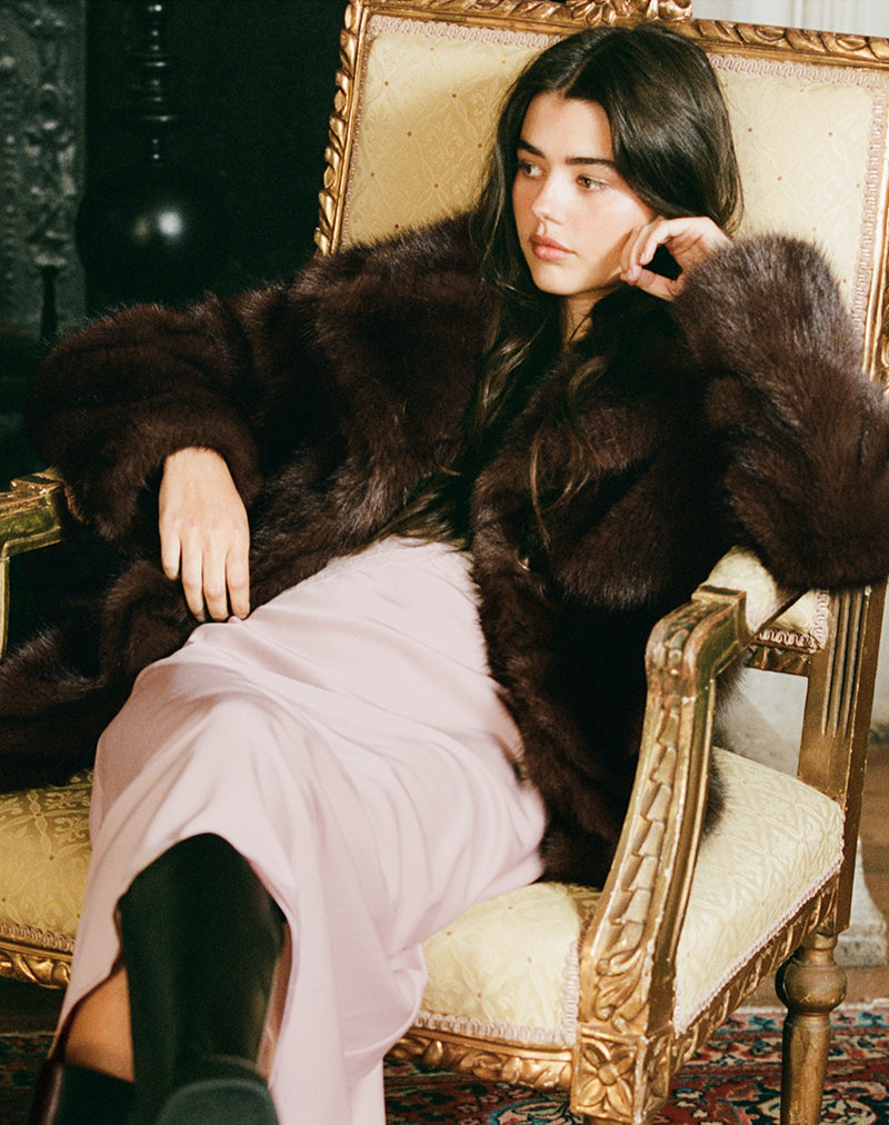 Image de la veste Pepita en fausse fourrure Dark Brown