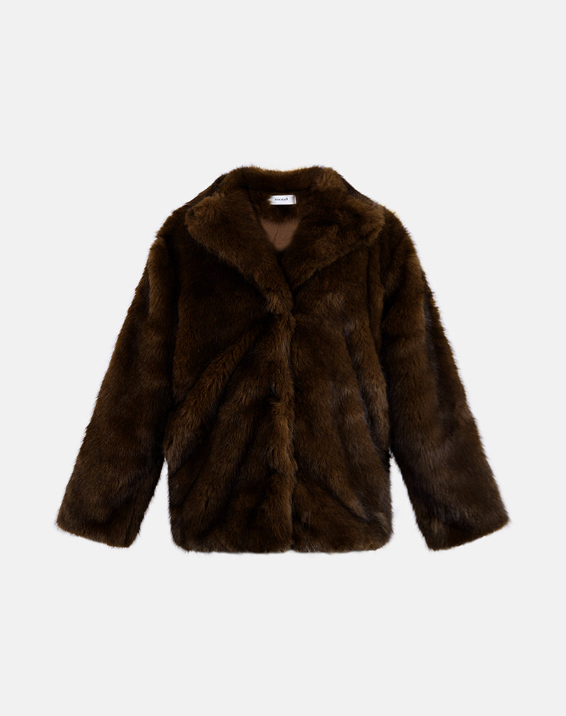 Image de la veste Pepita en fausse fourrure Dark Brown