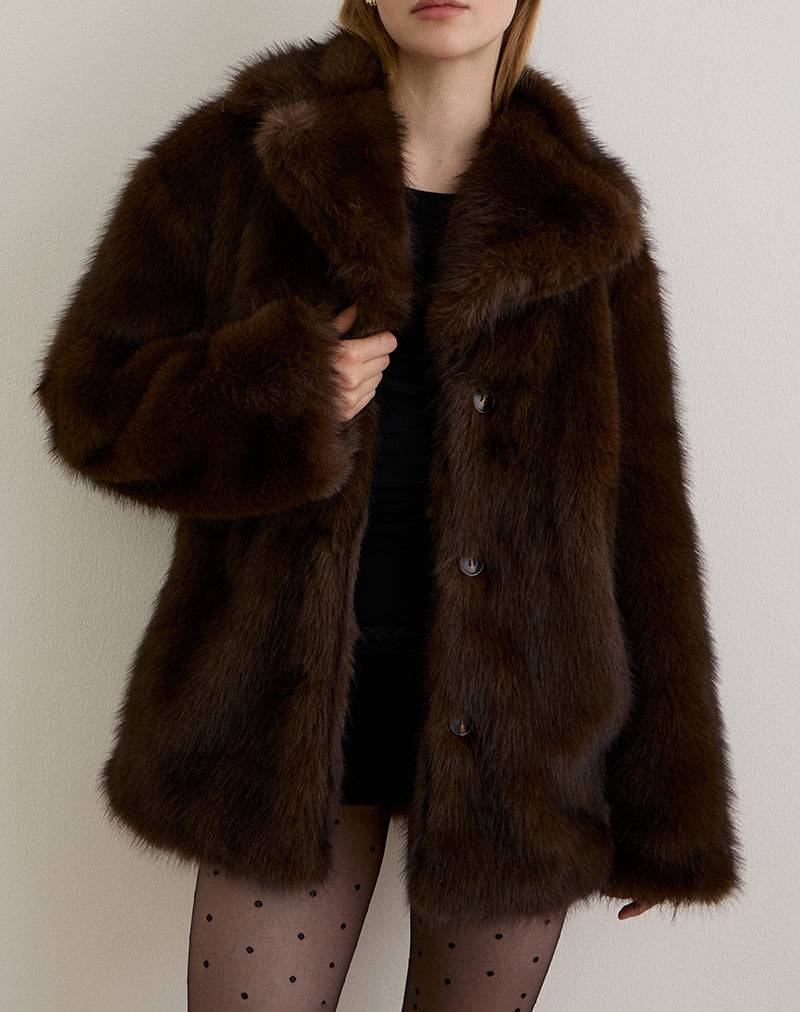 Image de la veste Pepita en fausse fourrure Dark Brown