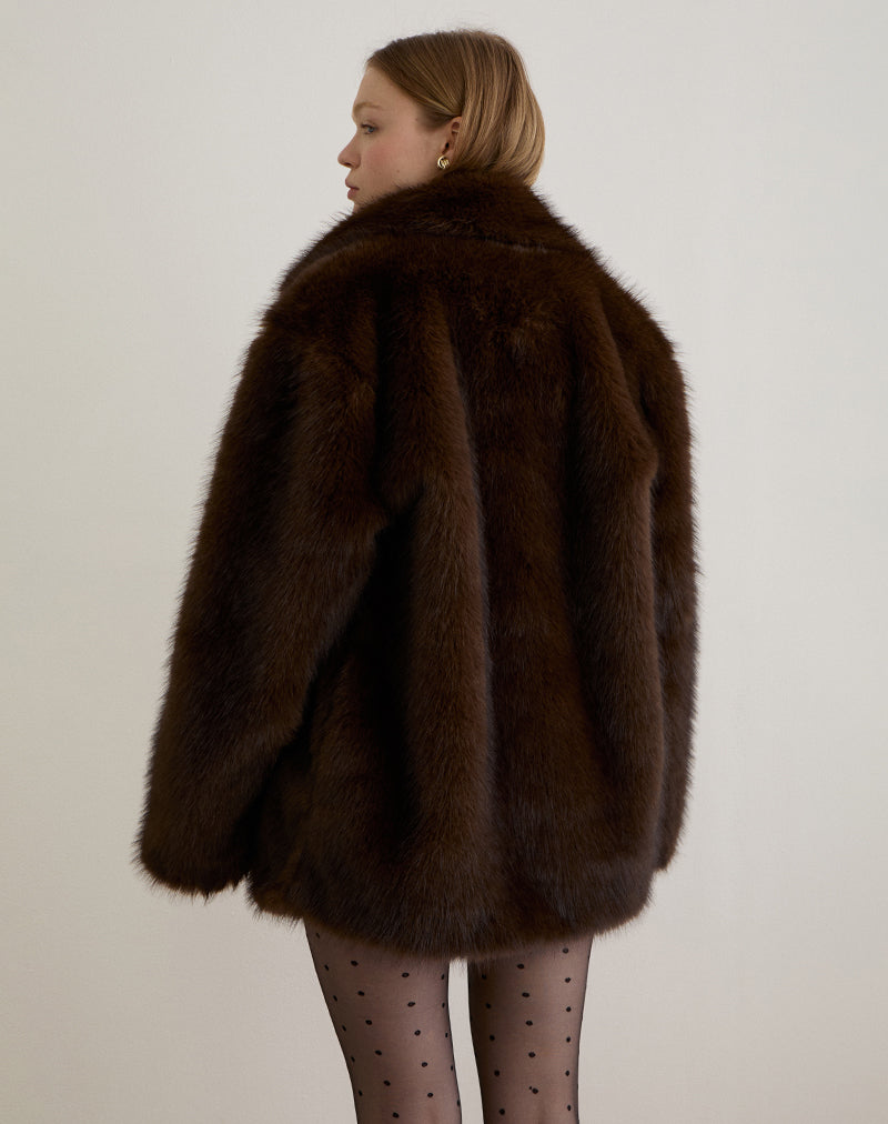 Image de la veste Pepita en fausse fourrure Dark Brown