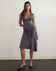 Image of Philipa Asymmetric Midi Dress in Jersey Charcoal Grey
