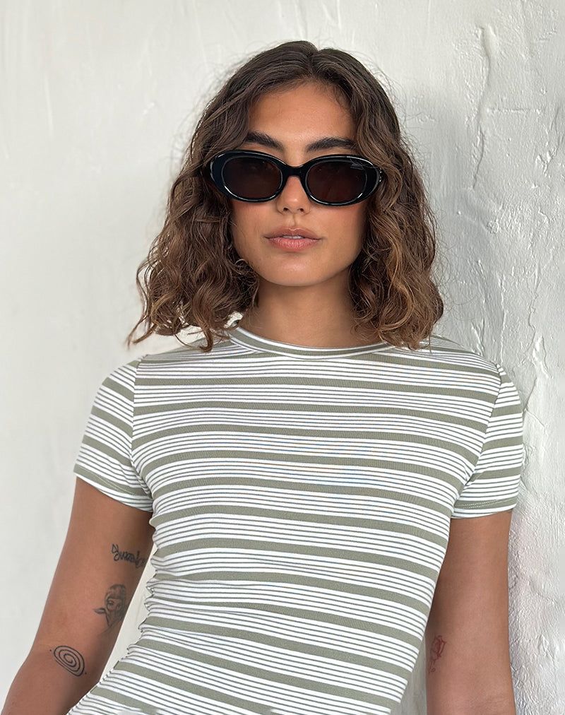 Lunettes de soleil ovales Pido en noir avec étoiles