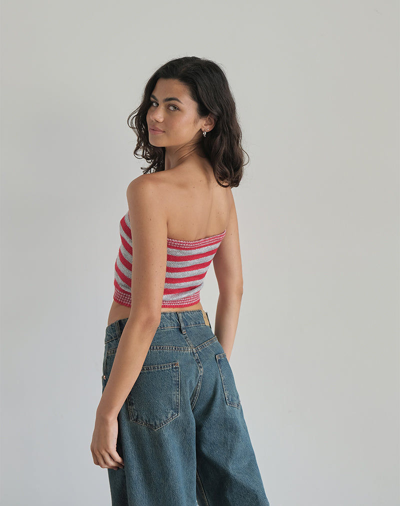 Image de Pihla Tube Top in Red and Grey Stripe