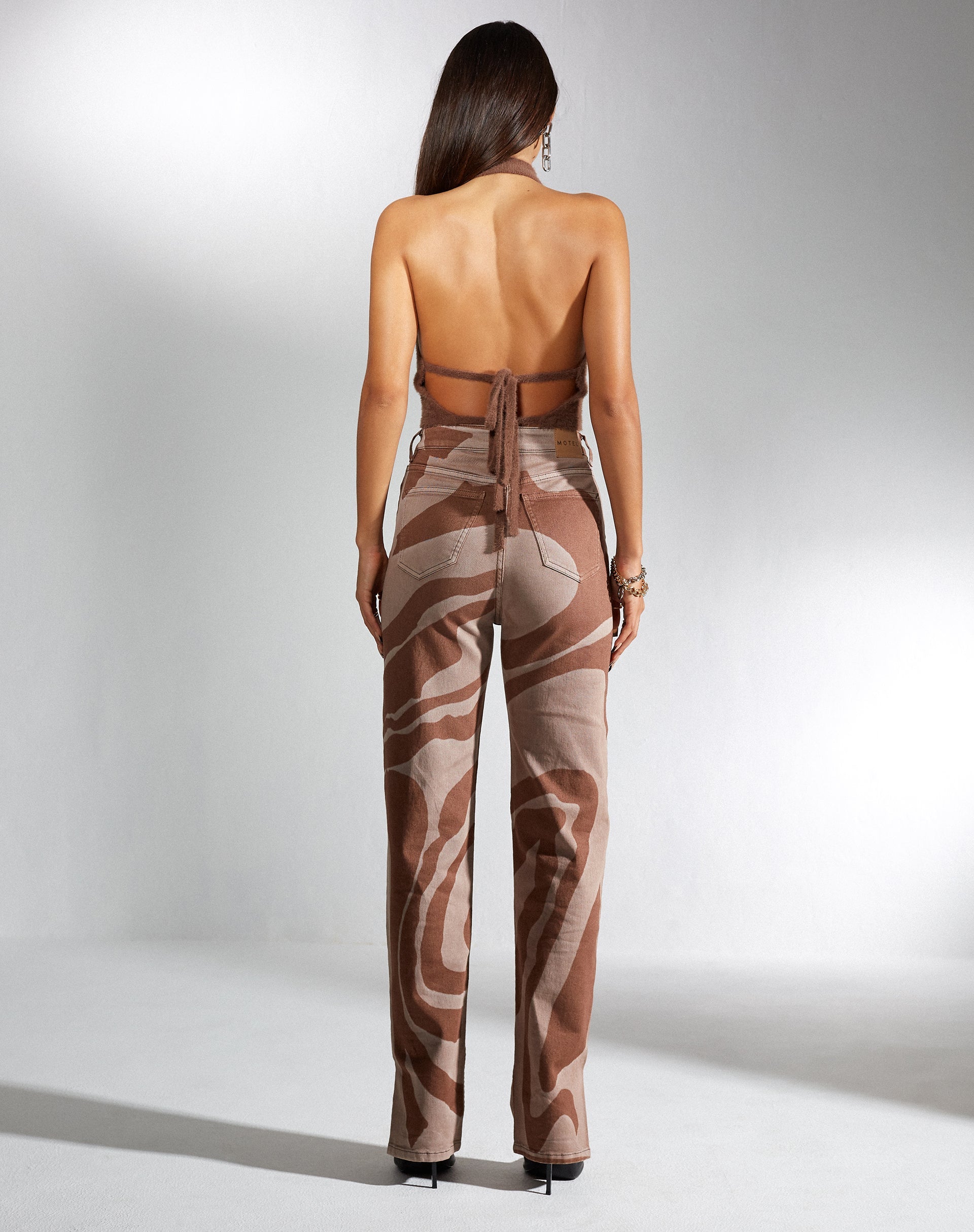 Image de MOTEL X IRIS Jeans à jambe droite en Laser Swirl Brown