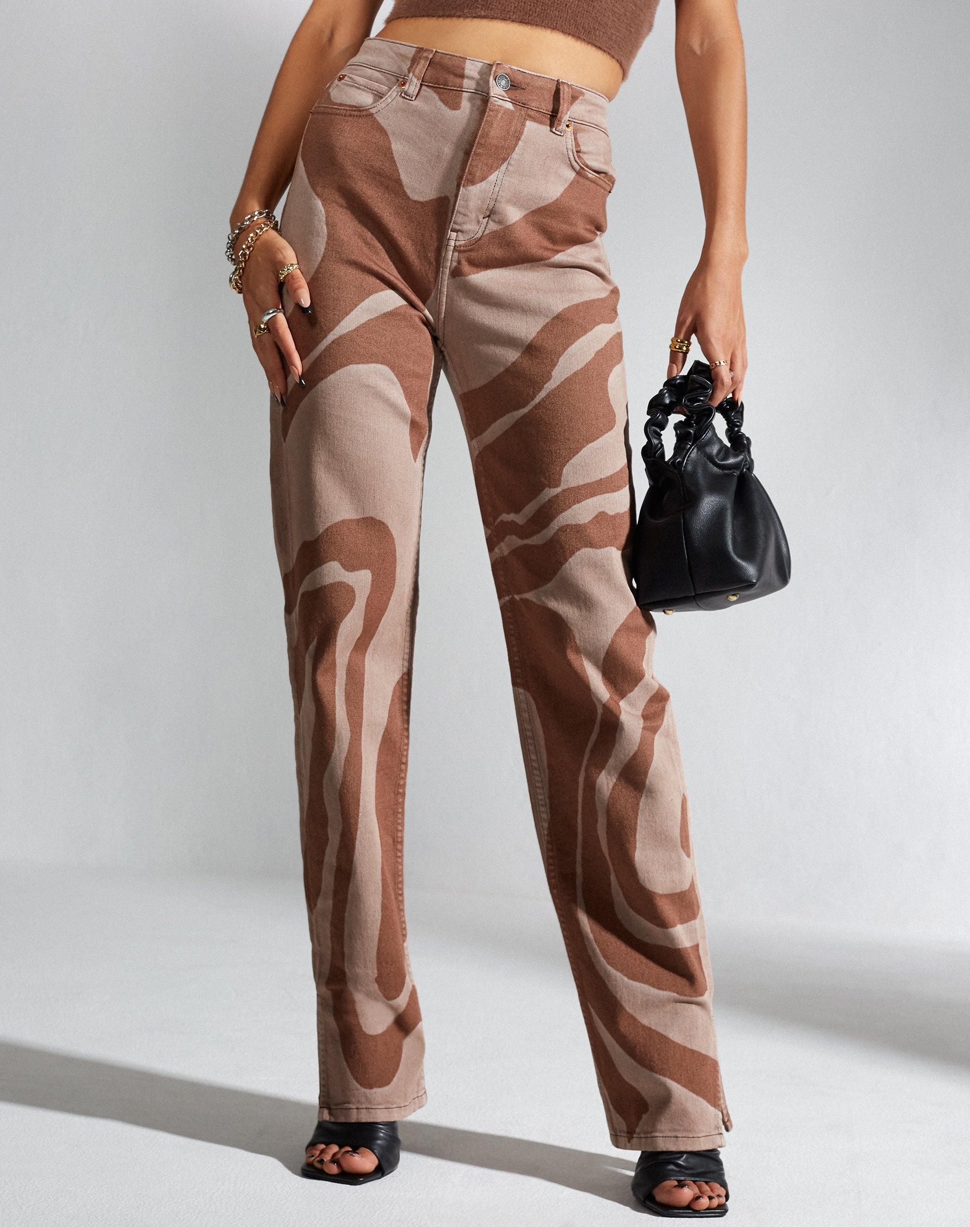 Image de MOTEL X IRIS Jeans à jambe droite en Laser Swirl Brown