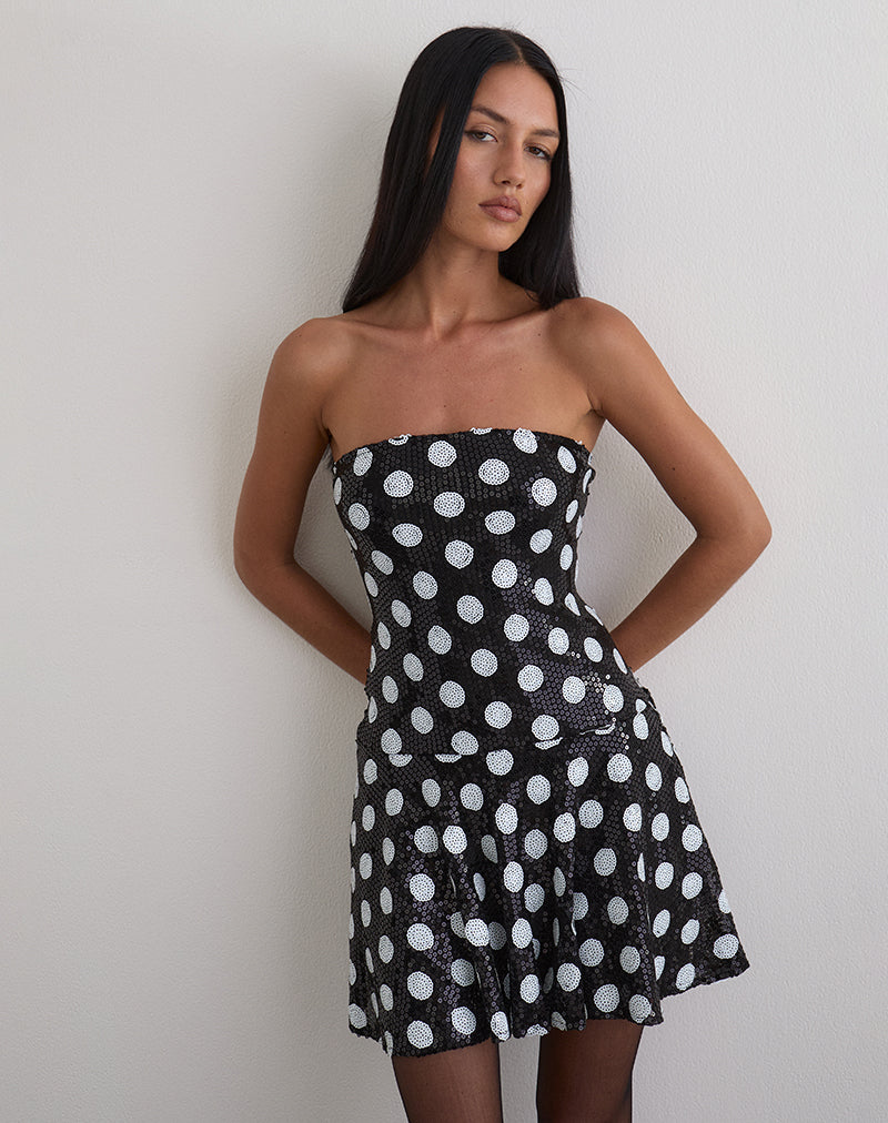 Mini robe Pipo en paillettes polka monochrome
