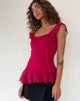 Image de Piro Ruffle Longline Top in Burgundy
