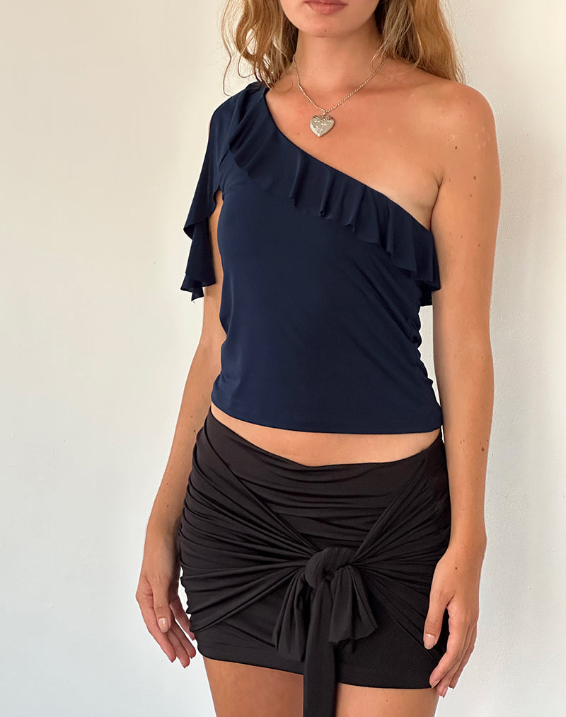 Polly - Top à volants asymétriques - Marine