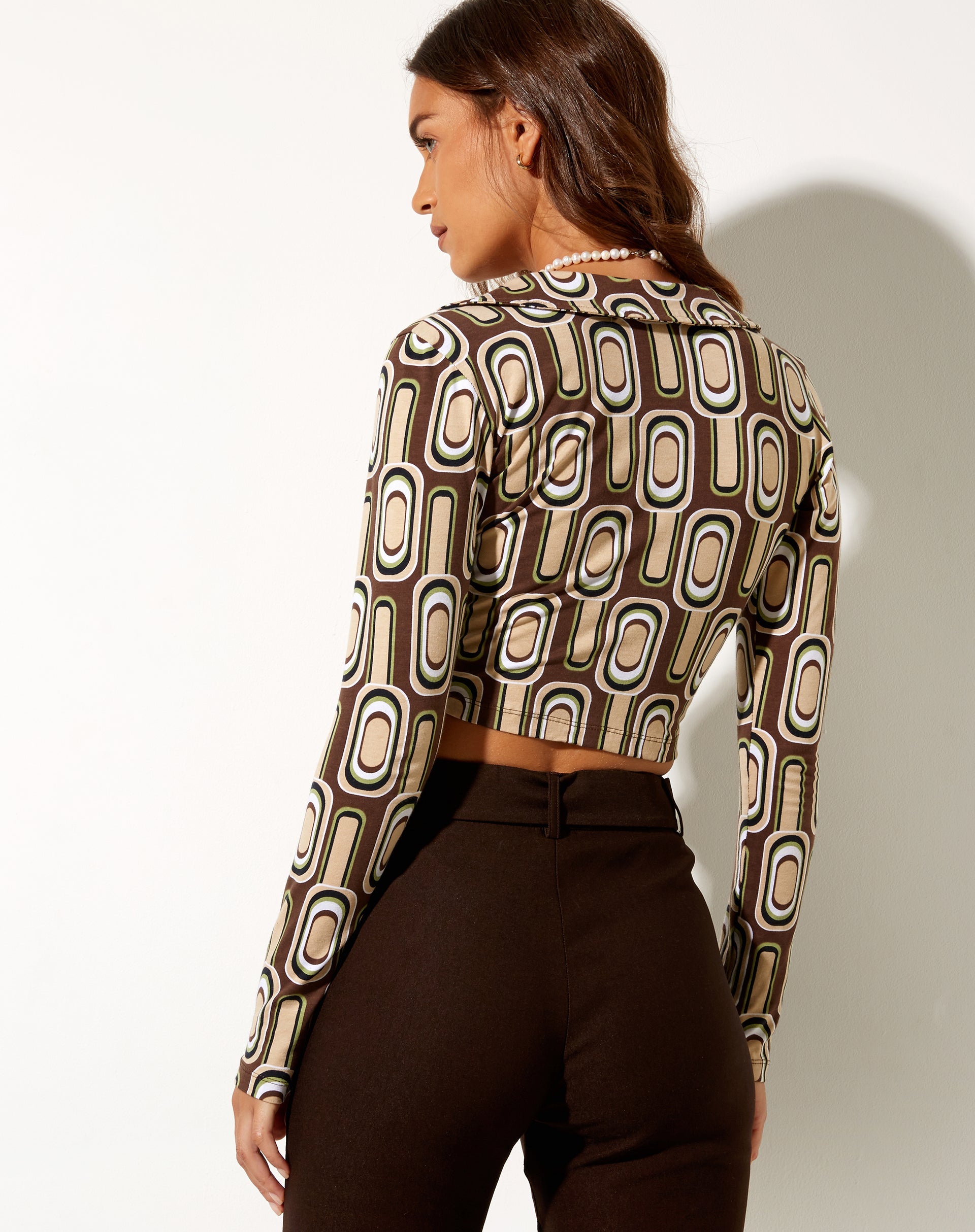 Image de Portia Long Sleeve Top in Retro Spot Brown