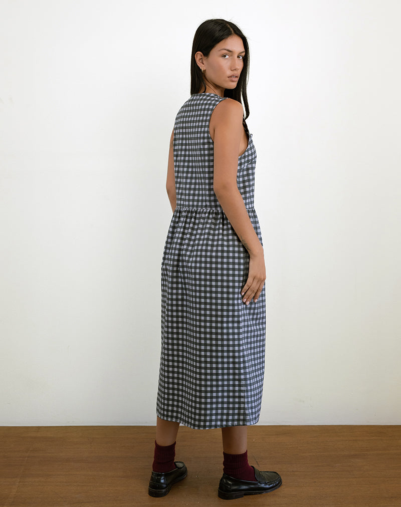 Image de Prelith Midi Dress in Black Grey Tonal Gingham