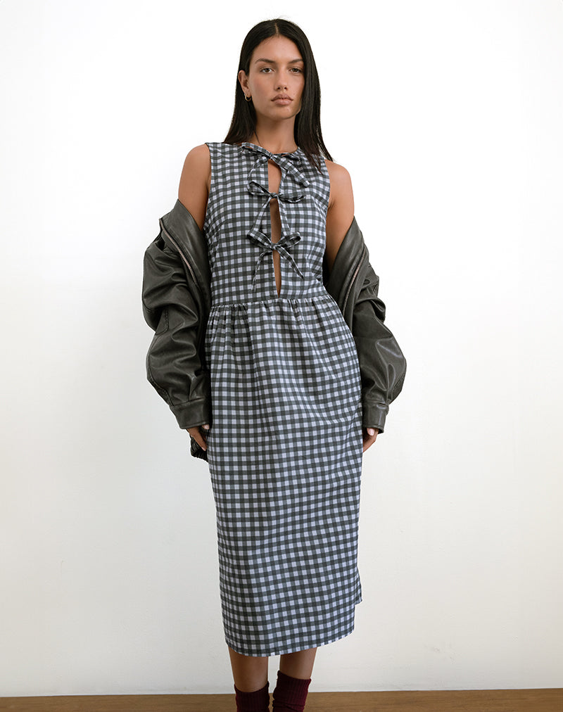 Image de Prelith Midi Dress in Black Grey Tonal Gingham