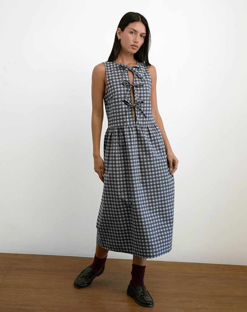 Image de Prelith Midi Dress in Black Grey Tonal Gingham
