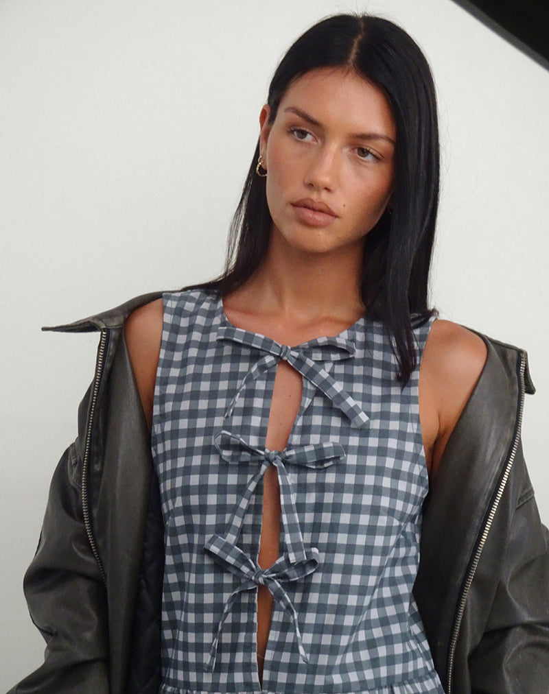 Image de Prelith Midi Dress in Black Grey Tonal Gingham