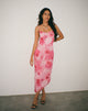 Image de la robe midi Preston en rose floral aquarelle