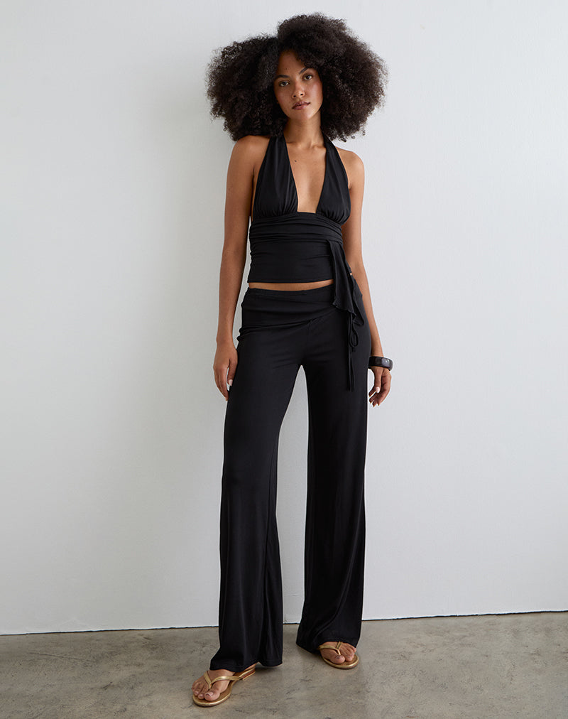 Image de Prilla Halter Top in Cupro Black